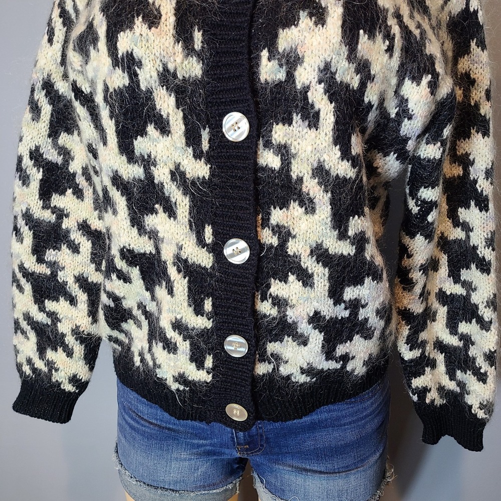 Vintage Mohair Wool Cardigan Women Size Small Retro Shaggy 1980s 90s Multi - Picture 3 of 12